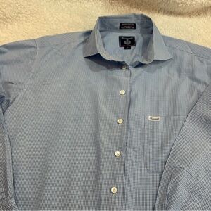 FACONNABLE | Men's Blue/White Checkered Shirt | Size Large